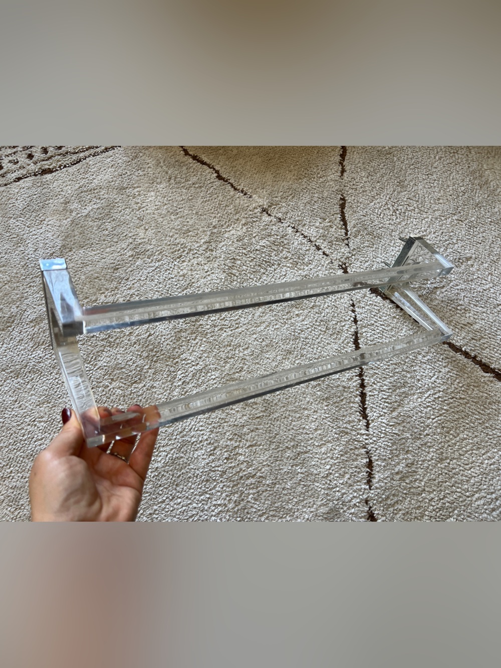 Vintage Lucite Towel Rack - MCM Clear Acrylic Double Towel Bar-  A. Quincy Jones